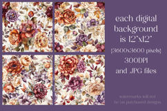 Autumn Floral Pattern, Fall Flowers Seamless Patterns, s14 Product Image 2