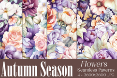 Autumn Floral Pattern, Fall Flowers Seamless Patterns, s15 Product Image 1