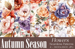 Autumn Floral Pattern, Fall Flowers Seamless Patterns, s16 Product Image 1