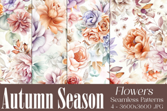 Autumn Floral Pattern, Fall Flowers Seamless Patterns, s19 Product Image 1