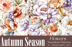 Autumn Floral Pattern, Fall Flowers Seamless Patterns, s20 Product Image 1