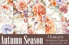 Autumn Floral Pattern, Fall Flowers Seamless Patterns, s28 Product Image 1