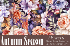 Autumn Floral Pattern, Fall Flowers Seamless Patterns, s3 Product Image 1
