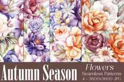 Autumn Floral Pattern, Fall Flowers Seamless Patterns, s32 Product Image 1