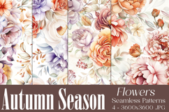 Autumn Floral Pattern, Fall Flowers Seamless Patterns, s34 Product Image 1