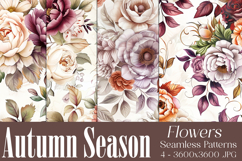 Autumn Floral Pattern, Fall Flowers Seamless Patterns, s48 Product Image 1
