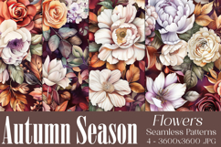 Autumn Floral Pattern, Fall Flowers Seamless Patterns, s51 Product Image 1