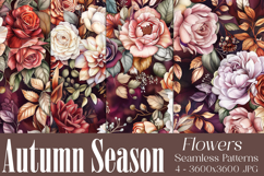 Autumn Floral Pattern, Fall Flowers Seamless Patterns, s53 Product Image 1