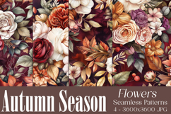 Autumn Floral Pattern, Fall Flowers Seamless Patterns, s55 Product Image 1