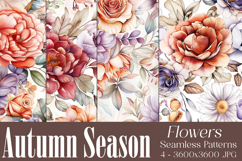 Autumn Floral Pattern, Fall Flowers Seamless Patterns, s6 Product Image 1