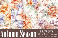 Autumn Floral Pattern, Fall Flowers Seamless Patterns, s7 Product Image 1