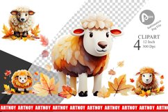 Autumn Sheep Watercolor Clipart Product Image 1
