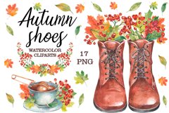 Autumn shoes watercolor clipart Product Image 1