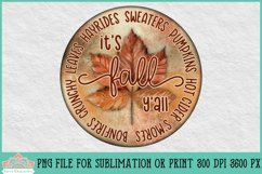 It&#039;s Fall Y&#039;all Round Autumn Sign For Sublimation or Print