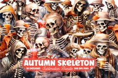 Autumn Skeleton Sublimation Clipart, Halloween Skeleton Watercolor, Halloween Skeleton Design, Halloween Skeleton Vector, Halloween Skeleton Wall Art, Halloween Skeleton Watercolor Clipart