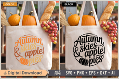 Autumn Skies &amp; Apple Pies SVG File | Fall Round Sign SVG Product Image 4