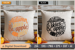 Autumn Skies &amp; Apple Pies SVG File | Fall Round Sign SVG Product Image 5