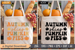 Autumn Skies Pumpkin Pies SVG File | Fall Retro SVG Product Image 2