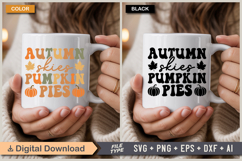 Autumn Skies Pumpkin Pies SVG File | Fall Retro SVG Product Image 4