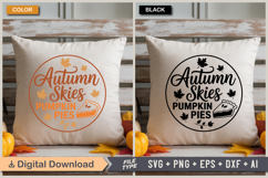 Autumn Skies Pumpkin Pies SVG File | Fall Round Sign SVG Product Image 5