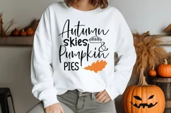 Autumn skies & pumpkin pies SVG, Autumn Quote SVG Product Image 2