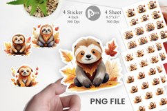 Autumn Sloth Watercolor Sticker Product Image 1