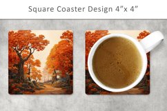 Autumn Square Coaster, kitchen decor Product Image 1