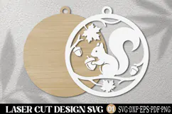 Autumn Squirrel Ornament Laser Cut SVG Product Image 2