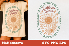 Vintage Fall Stamps SVG | Sunflower Season Retro Clipart Product Image 1