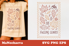 Vintage Fall Stamps SVG | Falling Leaves Clipart Product Image 1