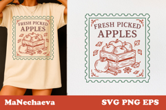 Vintage Fall Stamp SVG | Fresh Picked Apples Clipart Product Image 1