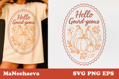 Vintage Fall Stamp SVG | Hello Gourd-geous Pumpkins Clipart Product Image 1