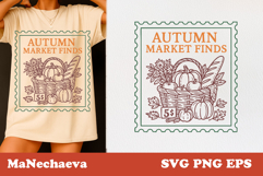 Vintage Fall Stamp SVG Bundle | Cozy Autumn Clipart Pack Product Image 13