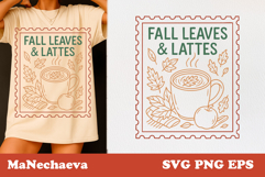 Vintage Fall Stamp SVG | Fall Leaves &amp; Lattes Clipart Product Image 1