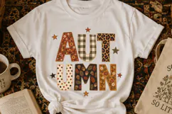 Autumn tshirt fabric letters preppy fall sublimation 