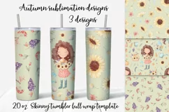 Autumn sublimation design Skinny tumbler wrap design 