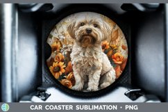 GorgeousAutumn Sunflower Dog Car Coaster design.