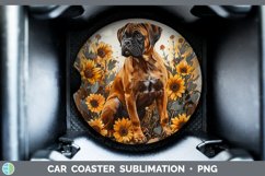 GorgeousAutumn Sunflower Dog Car Coaster design.