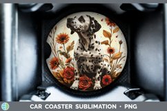 GorgeousAutumn Sunflower Dog Car Coaster design.