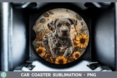 GorgeousAutumn Sunflower Dog Car Coaster design.