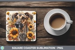 GorgeousAutumn Sunflower Dog Square Coaster design.