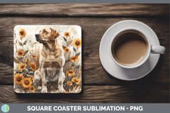 GorgeousAutumn Sunflower Dog Square Coaster design.