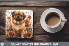 GorgeousAutumn Sunflower Dog Square Coaster design.