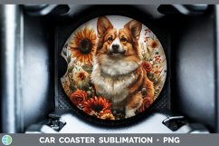 GorgeousAutumn Sunflower Dog Car Coaster design.