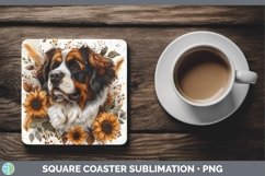 GorgeousAutumn Sunflower Dog Square Coaster design.