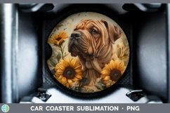 GorgeousAutumn Sunflower Dog Car Coaster design.