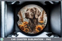 GorgeousAutumn Sunflower Dog Car Coaster design.