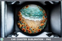 GorgeousAutumn Sunflowers Car Coaster design.