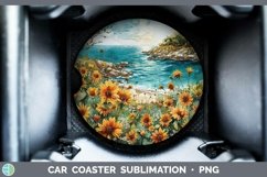GorgeousAutumn Sunflowers Car Coaster design.
