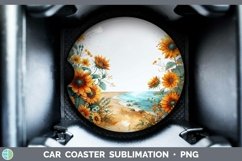GorgeousAutumn Sunflowers Car Coaster design.